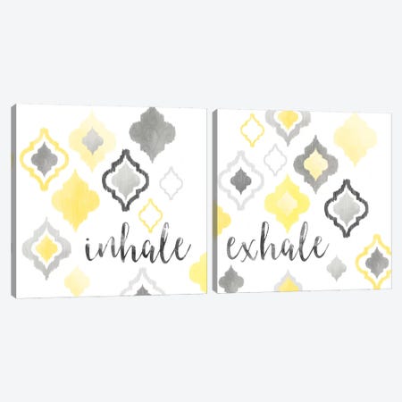 Yellow Gray Moroccan Sentiment Diptych Canvas Print Set #NDD2HSET003} by Noonday Design Canvas Print