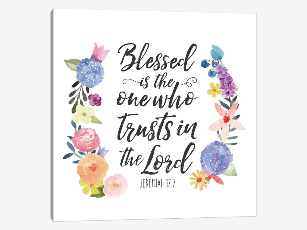 Floral Bible Verse I Canvas Art Print by Noonday Design | iCanvas
