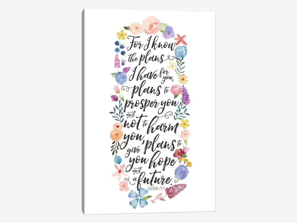 Floral Bible Verse Panel I by Noonday Design 1-piece Canvas Artwork