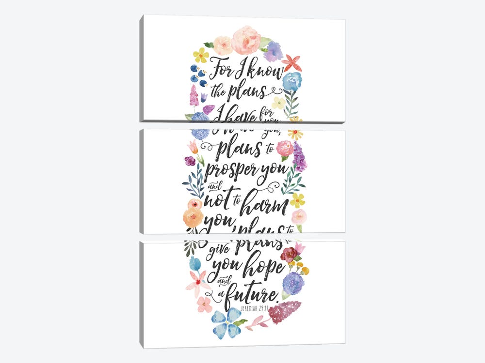 Floral Bible Verse Panel I by Noonday Design 3-piece Canvas Artwork