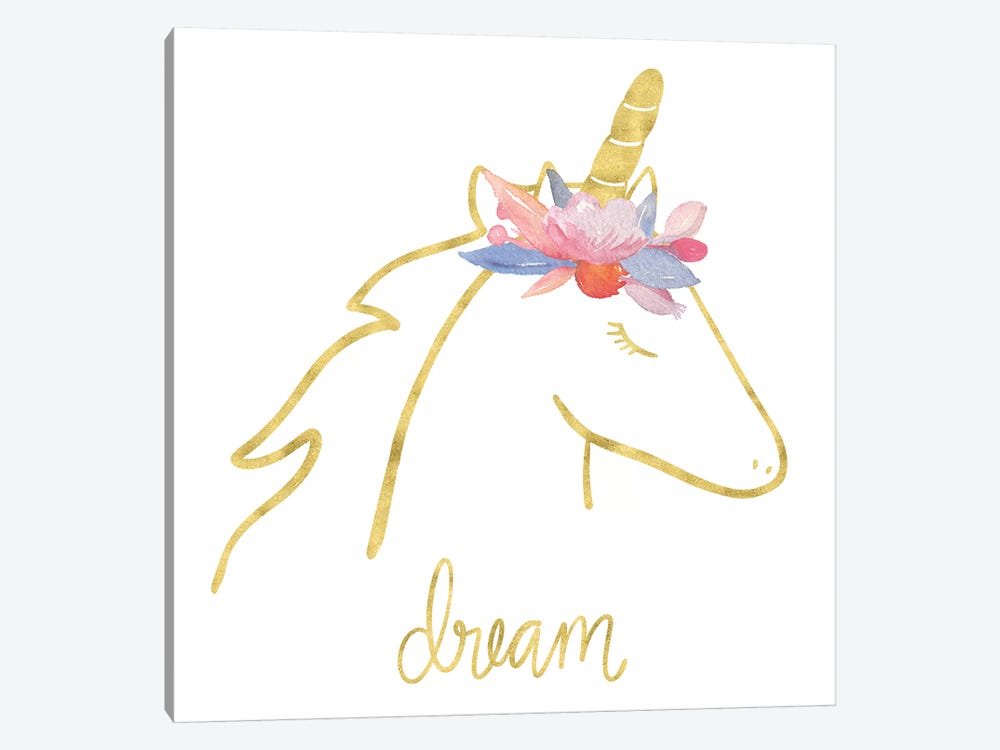 Golden Unicorn I Dream by Noonday Design 1-piece Art Print