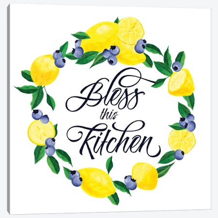 Lemon Blueberry Kitchen Sign I Canvas Print #NDD51} by Noonday Design Canvas Artwork