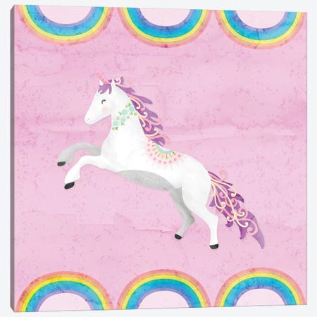 Rainbow Unicorn II Canvas Print #NDD75} by Noonday Design Canvas Art Print