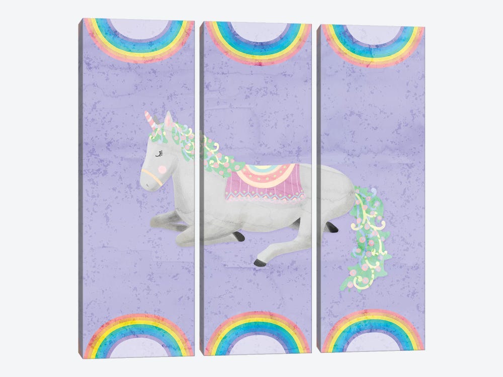Rainbow Unicorn IV by Noonday Design 3-piece Canvas Art