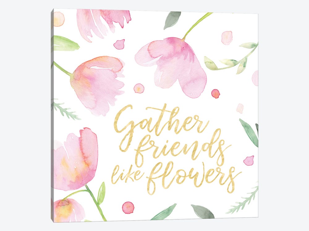 Soft Pink Flowers Friends I by Noonday Design 1-piece Canvas Artwork