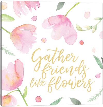 Soft Pink Flowers Friends I Canvas Art Print - Friendship Art
