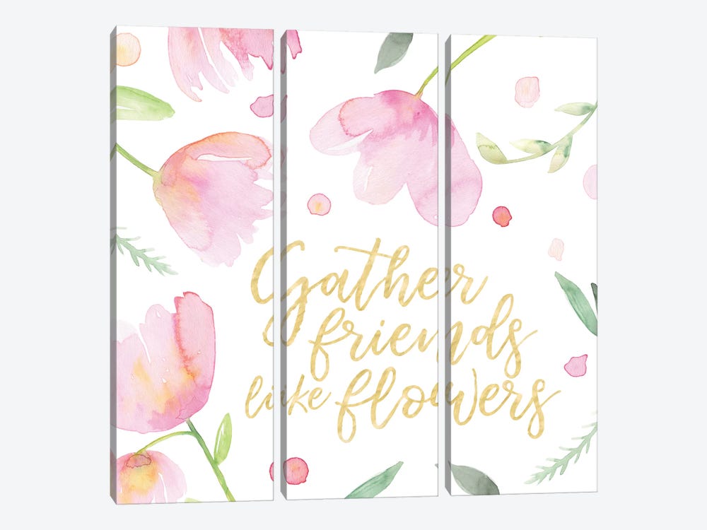 Soft Pink Flowers Friends I by Noonday Design 3-piece Canvas Art