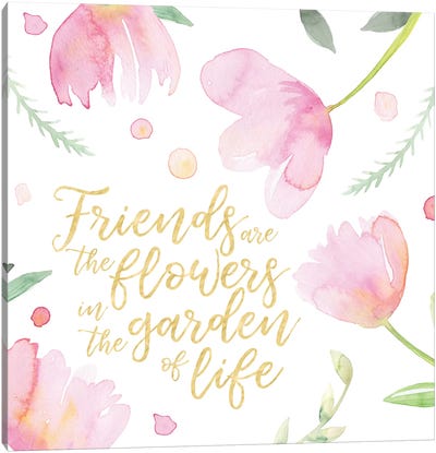 Soft Pink Flowers Friends II Canvas Art Print - Friendship Art
