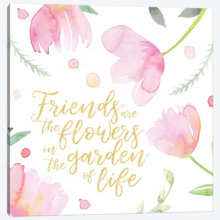Soft Pink Flowers Friends II Canvas Print #NDD83} by Noonday Design Canvas Art Print