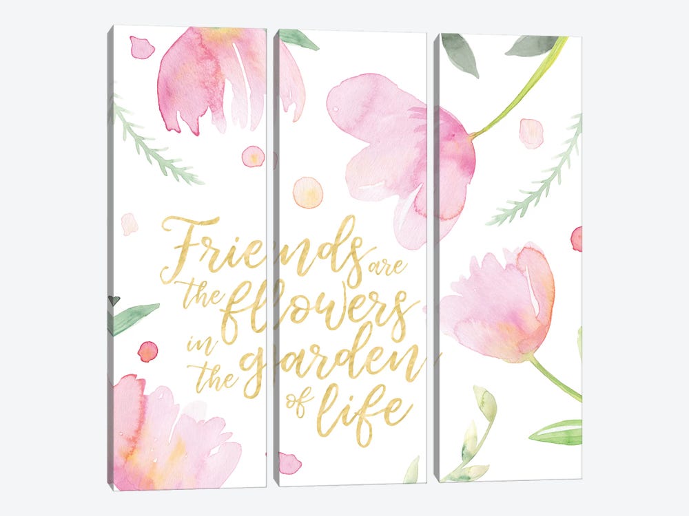 Soft Pink Flowers Friends II by Noonday Design 3-piece Canvas Art Print
