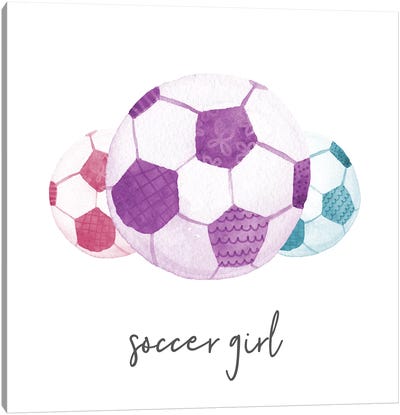 Sports Girl Soccer Canvas Art Print - Classroom Wall Art