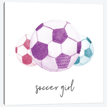 Sports Girl Soccer Canvas Print #NDD86} by Noonday Design Canvas Artwork