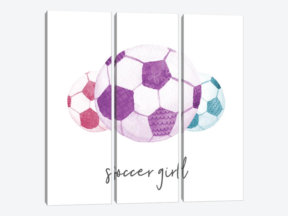 Sports Girl Soccer by Noonday Design 3-piece Canvas Artwork