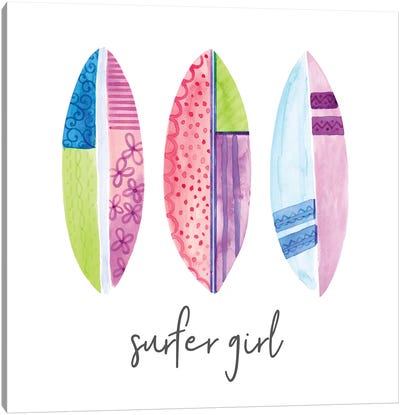 Sports Girl Surfer Canvas Art Print - Noonday Design