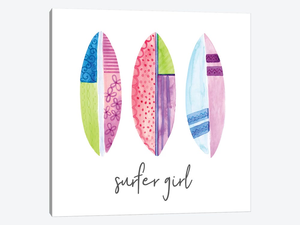 Sports Girl Surfer by Noonday Design 1-piece Canvas Print