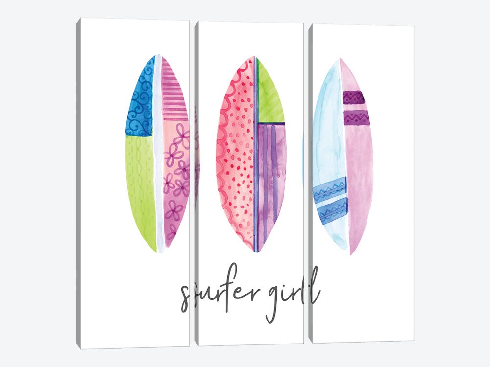 Sports Girl Surfer by Noonday Design 3-piece Canvas Print