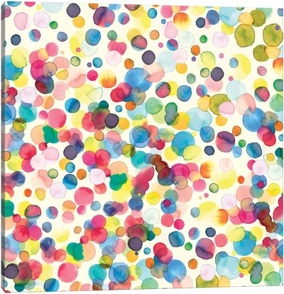 Watercolor Drops Canvas Art Print - Polka Dot Patterns