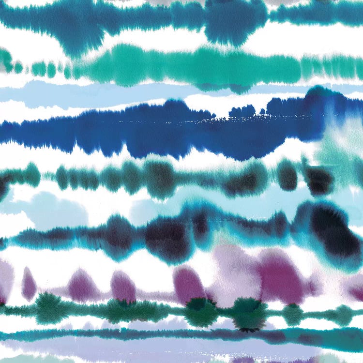 Watercolor Soft Nautical Lines Blue Sea by Ninola Design canvas print