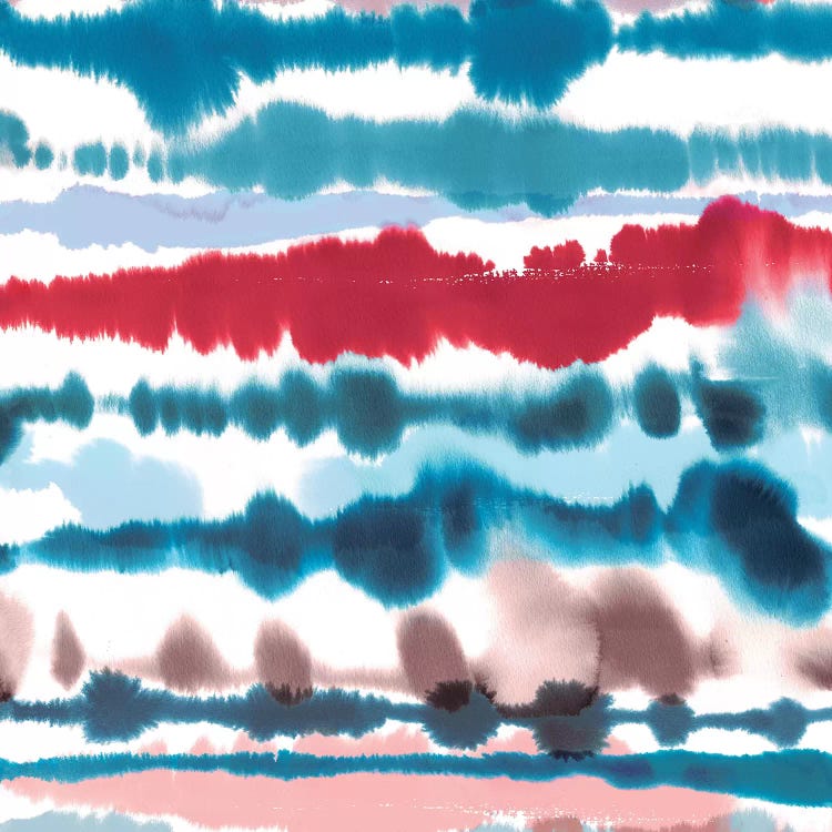 Watercolor Soft Nautical Lines Red by Ninola Design canvas print