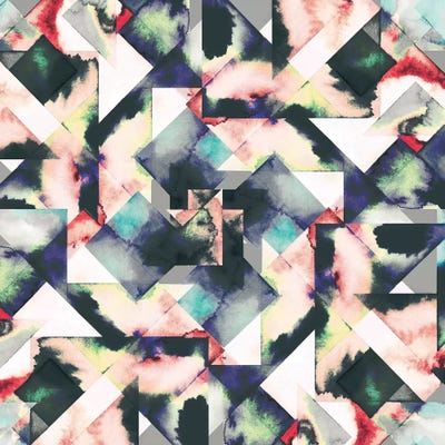 Watercolor Tiles Red by Ninola Design metal wall art