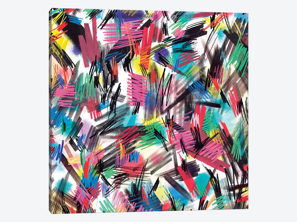 Wild Strokes Colorful by Ninola Design 1-piece Canvas Art Print