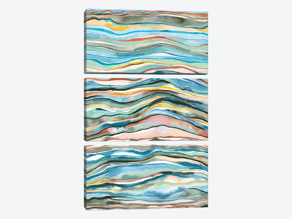 Mineral Watercolor Marble Agate Layers by Ninola Design 3-piece Canvas Art Print