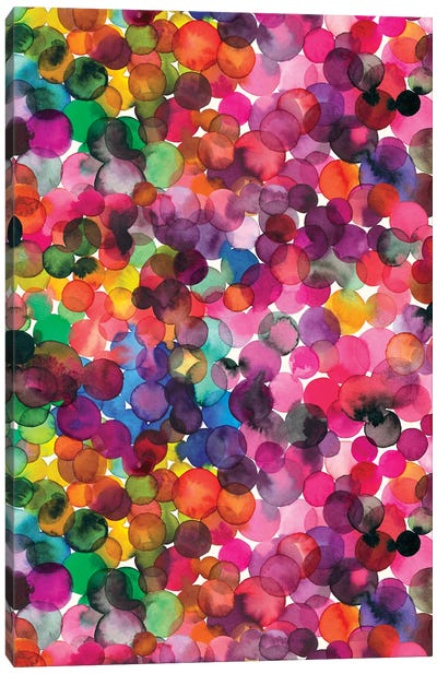 Overlapped Watercolor Dots Canvas Art Print - Polka Dot Patterns
