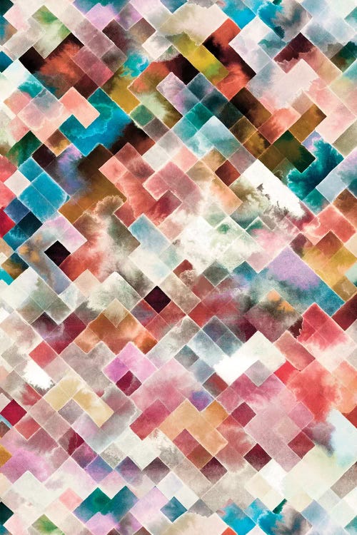 Moody Geometry Multi White by Ninola Design wall art