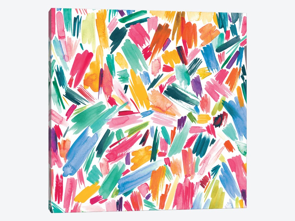 Artsy Abstract Strokes Colorful by Ninola Design 1-piece Canvas Art