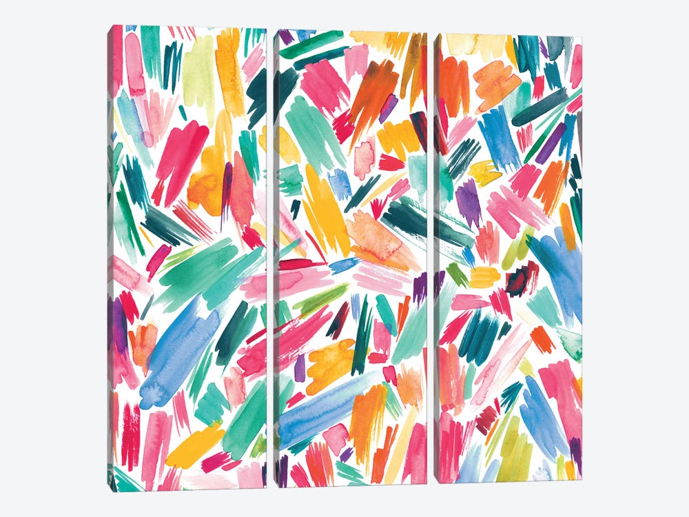 Artsy Abstract Strokes Colorful by Ninola Design 3-piece Canvas Wall Art