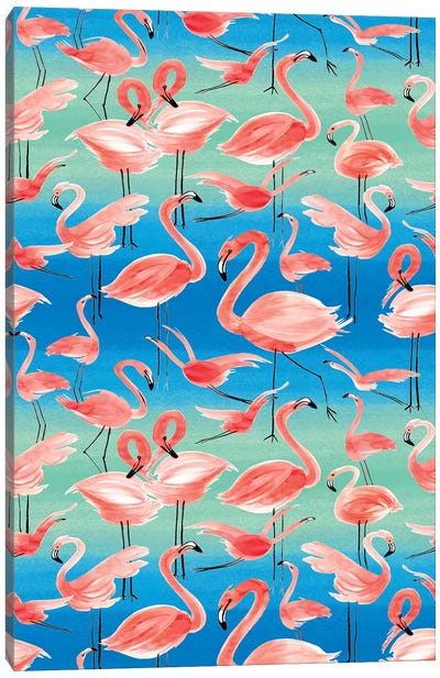 Flamingos Pink Canvas Art Print - Animal Patterns
