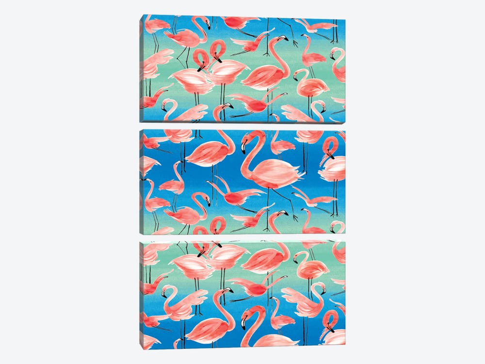 Flamingos Pink by Ninola Design 3-piece Canvas Art