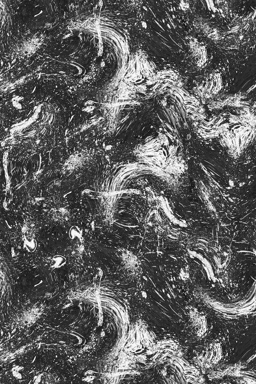 Abstract Dripping Painting Black White