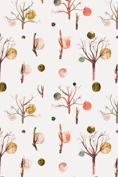 Winter Trees Orange by Ninola Design metal wall art