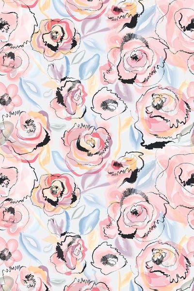 Floral & Botanical Patterns: Scribble Flowers Pastel by Ninola Design