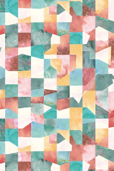 Collage Texture Shapes Green by Ninola Design metal wall art