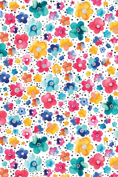 Dots Naive Flowers Multi by Ninola Design metal wall art