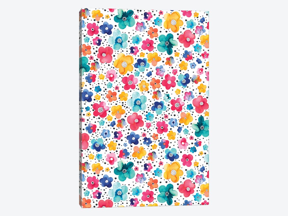 Dots Naive Flowers Multi by Ninola Design 1-piece Canvas Print