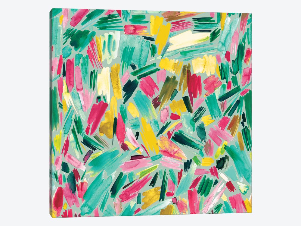 Artsy Abstract Strokes Colorful Green by Ninola Design 1-piece Art Print