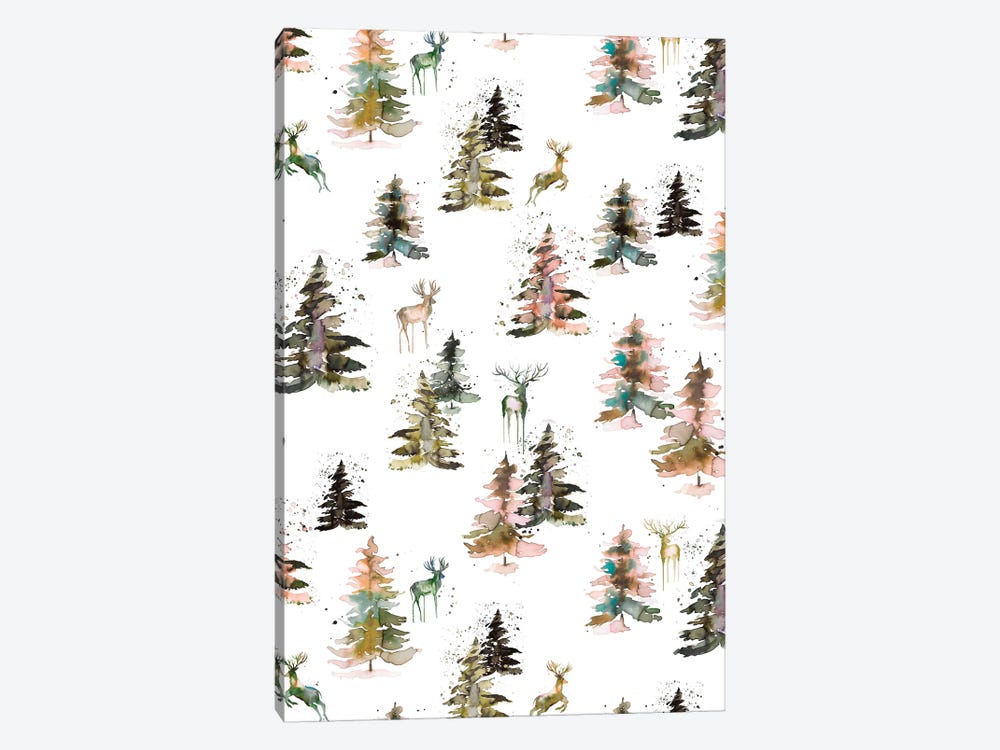 Winter Deers Forest Rustic by Ninola Design 1-piece Canvas Print