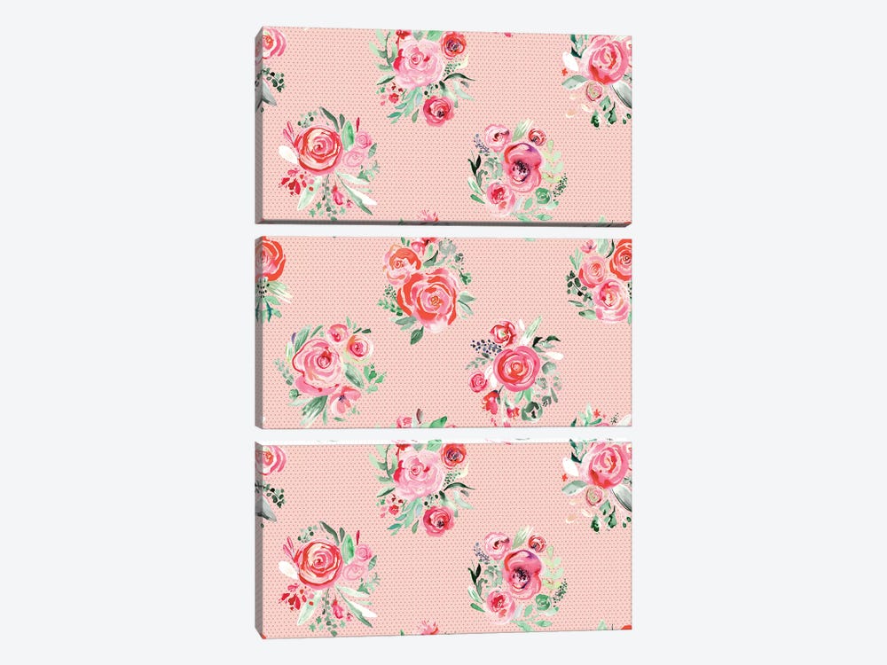 Sweet Roses Blooms Bouquets Sweet Pink by Ninola Design 3-piece Canvas Art