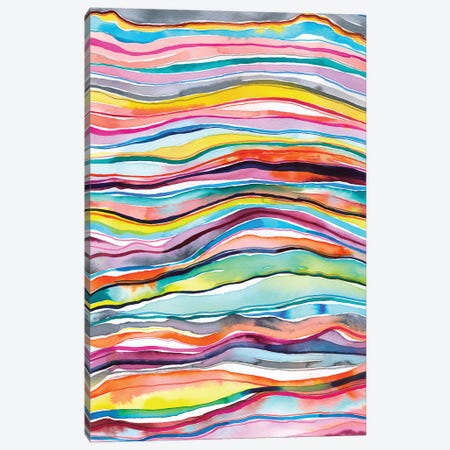 Mineral Marble Agate Layers Watercolor Colorful Canvas Print #NDE135} by Ninola Design Canvas Artwork