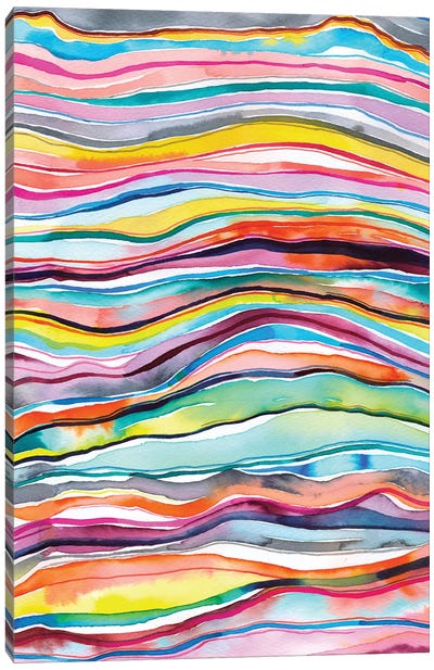 Mineral Marble Agate Layers Watercolor Colorful Canvas Art Print - Ninola Design