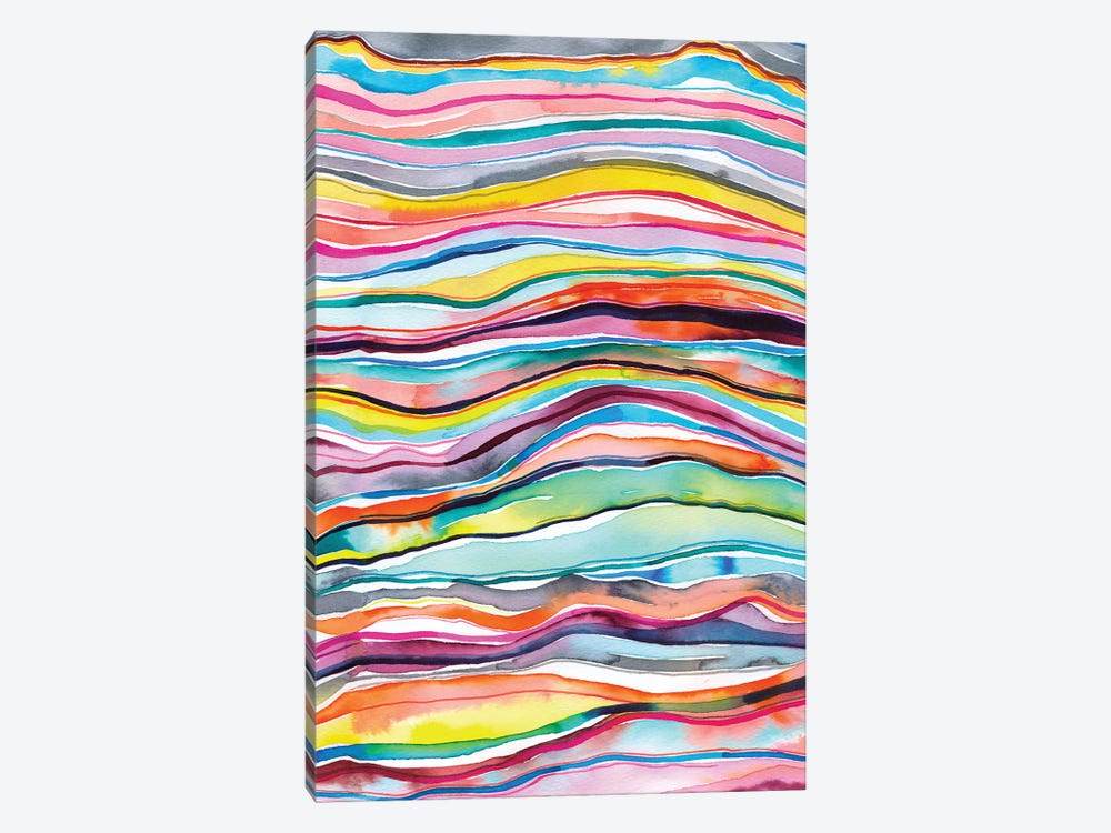 Mineral Marble Agate Layers Watercolor Colorful by Ninola Design 1-piece Canvas Art Print