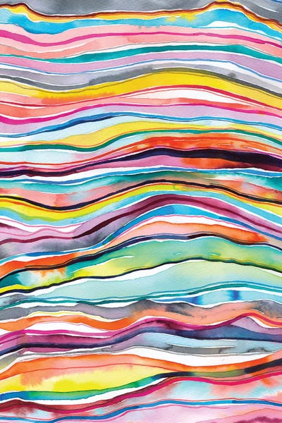 Agates, Geodes & Minerals: Mineral Marble Agate Layers Watercolor Colorful by Ninola Design