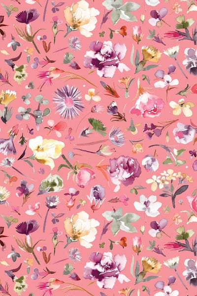 Flower Buds Coral Pink by Ninola Design metal wall art