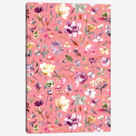 Flower Buds Coral Pink Canvas Print #NDE140} by Ninola Design Canvas Art