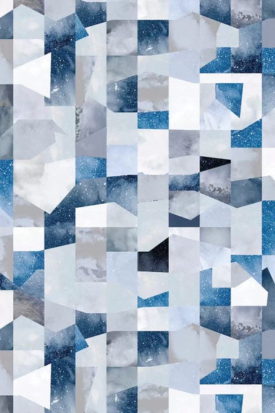 Collage Texture Shapes Blue by Ninola Design framed canvas print