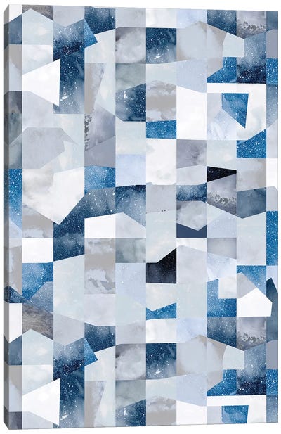 Collage Texture Shapes Blue Canvas Art Print - Ninola Design