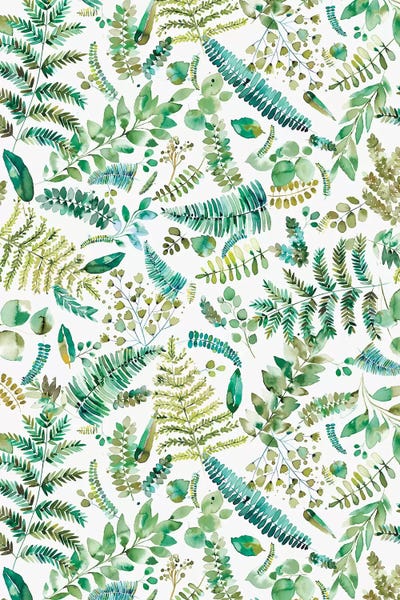 Botanical Leaves And Plants Bio Green by Ninola Design metal wall art